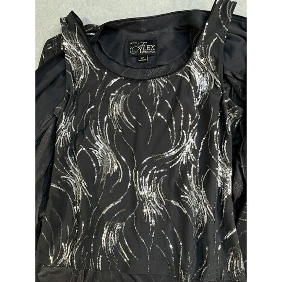 Alex Evenings Ladies Jacket and Camisole Set Grey with Sequins Size Petite Large - Picture 9 of 16